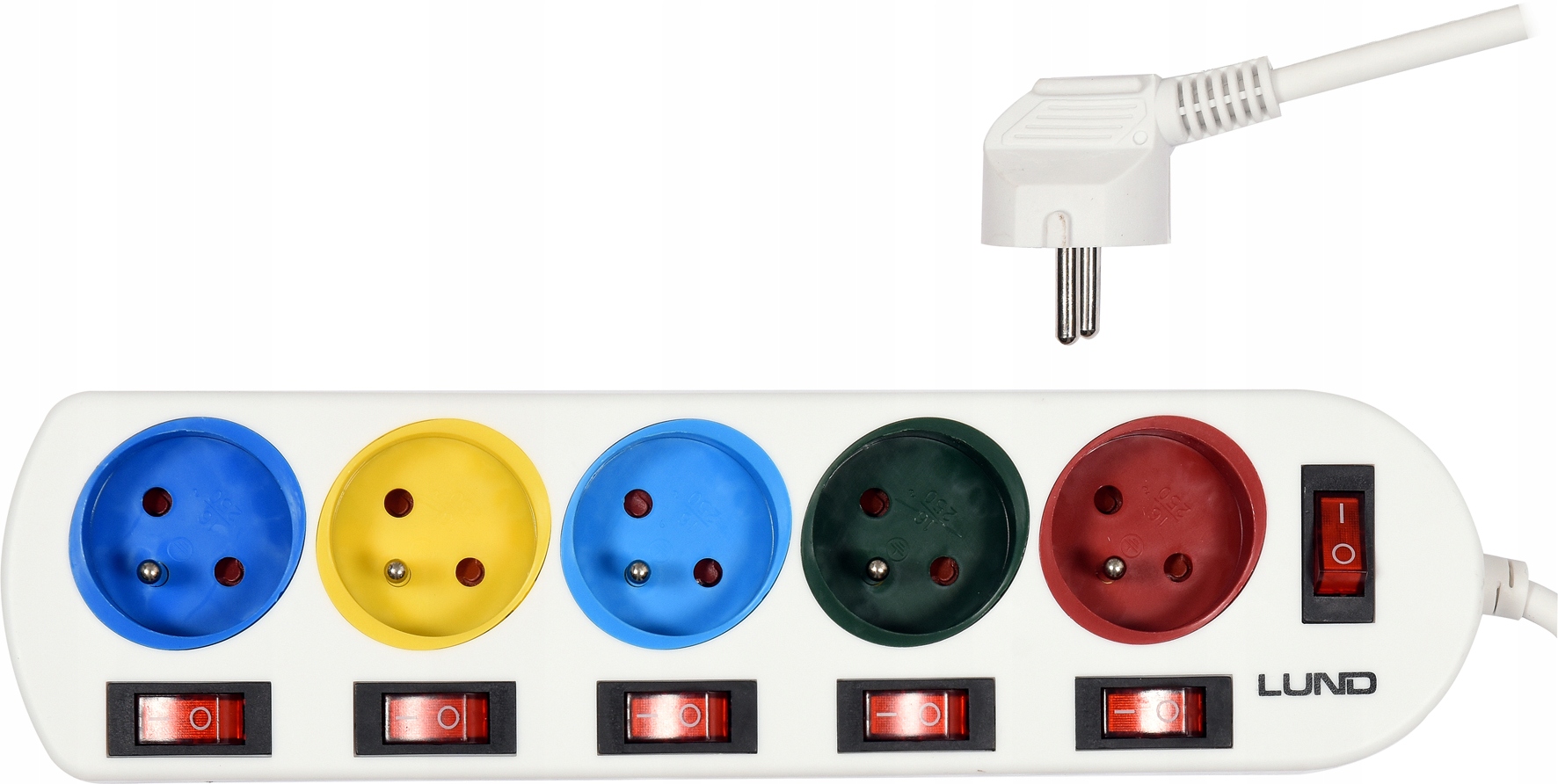 PRZEDŁUŻACZ LISTWA ZASILAJĄCA 5 GNIAZD 2m WYŁĄCZ.