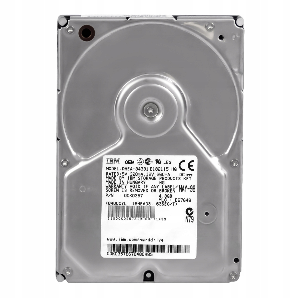 Ibm DeskStar 8 00K0357 4.3GB 5.4K Ata 3.5" DHEA-34331