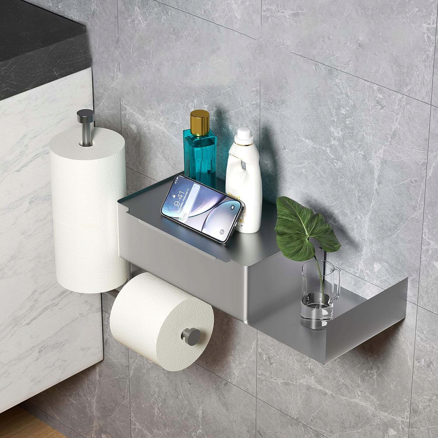 UCHWYT NA PAPIER TOALETOWY BEZ WIERCENIA STALOWY SAMOPRZYLEPNA SREBRNY Materiał wykonania metal