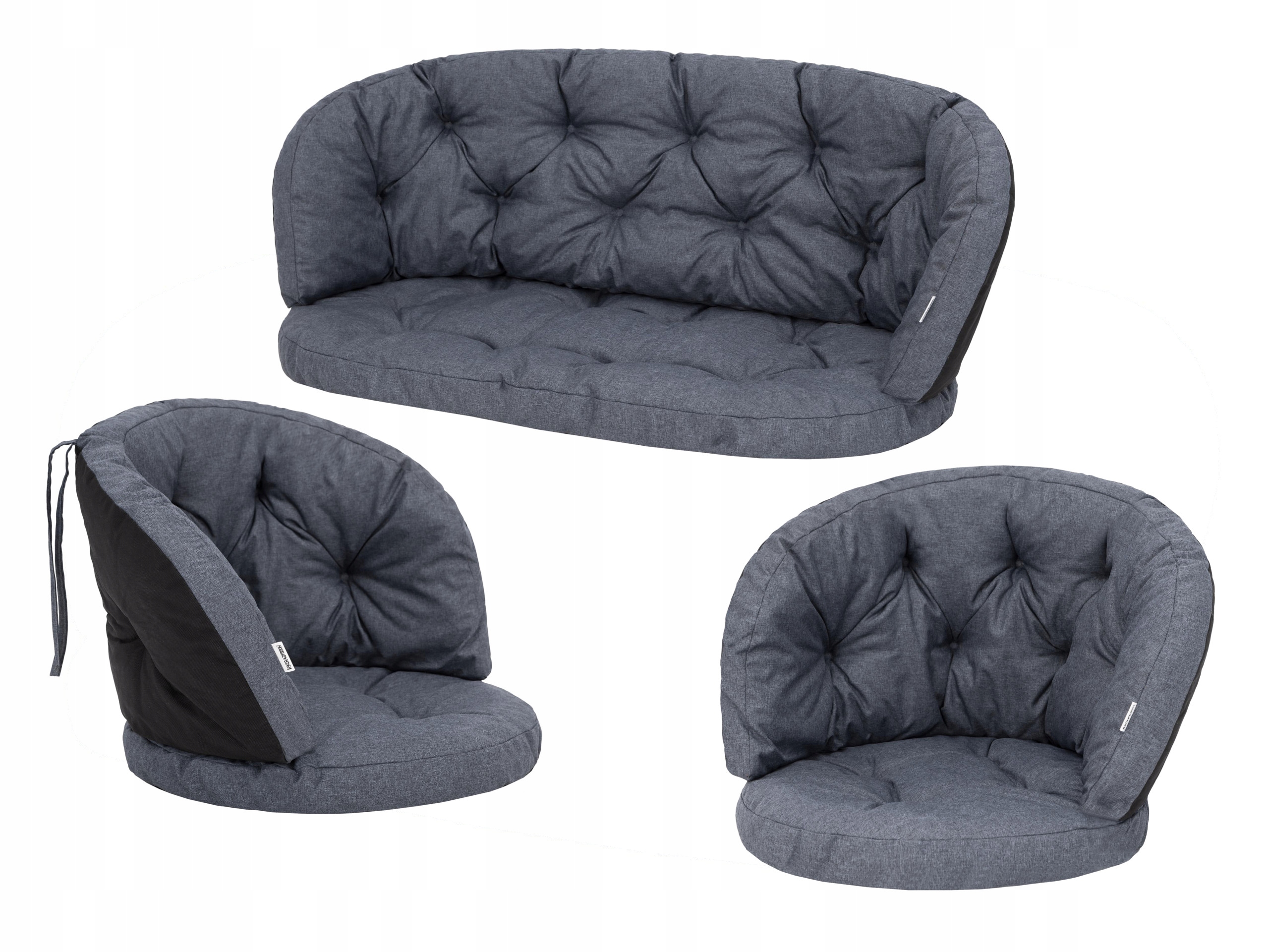 Sada 3 vankúšov na prútený nábytok 100x50, 50x50