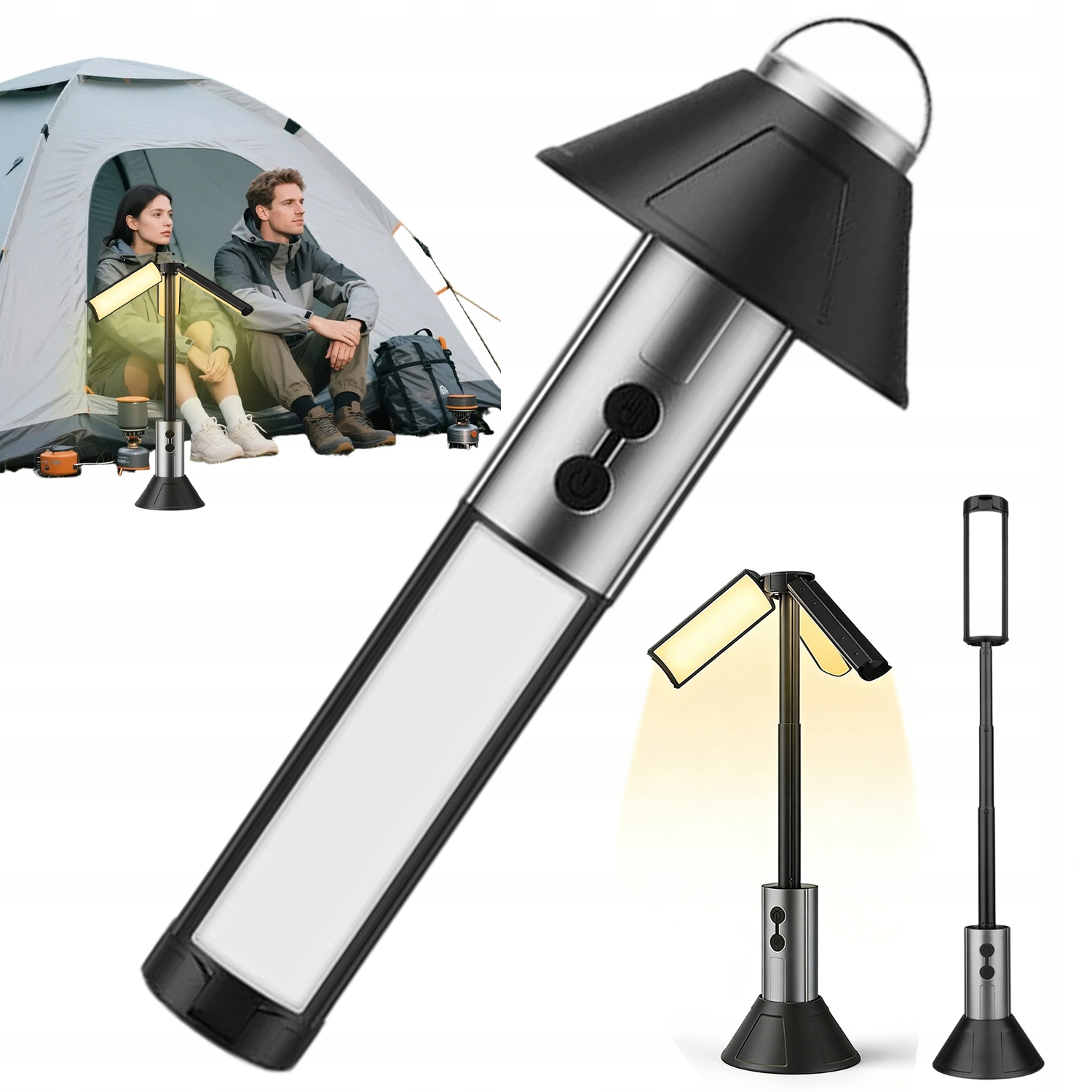 Lampa Kempingowa Ze Stojakiem Teleskopowa 5 Poziomów Jasności Do Turystyka