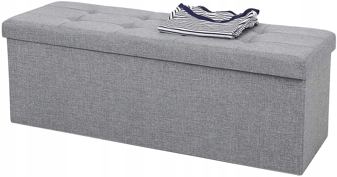 

Pufa do przechowywania pikowana szara Loft 110 cm