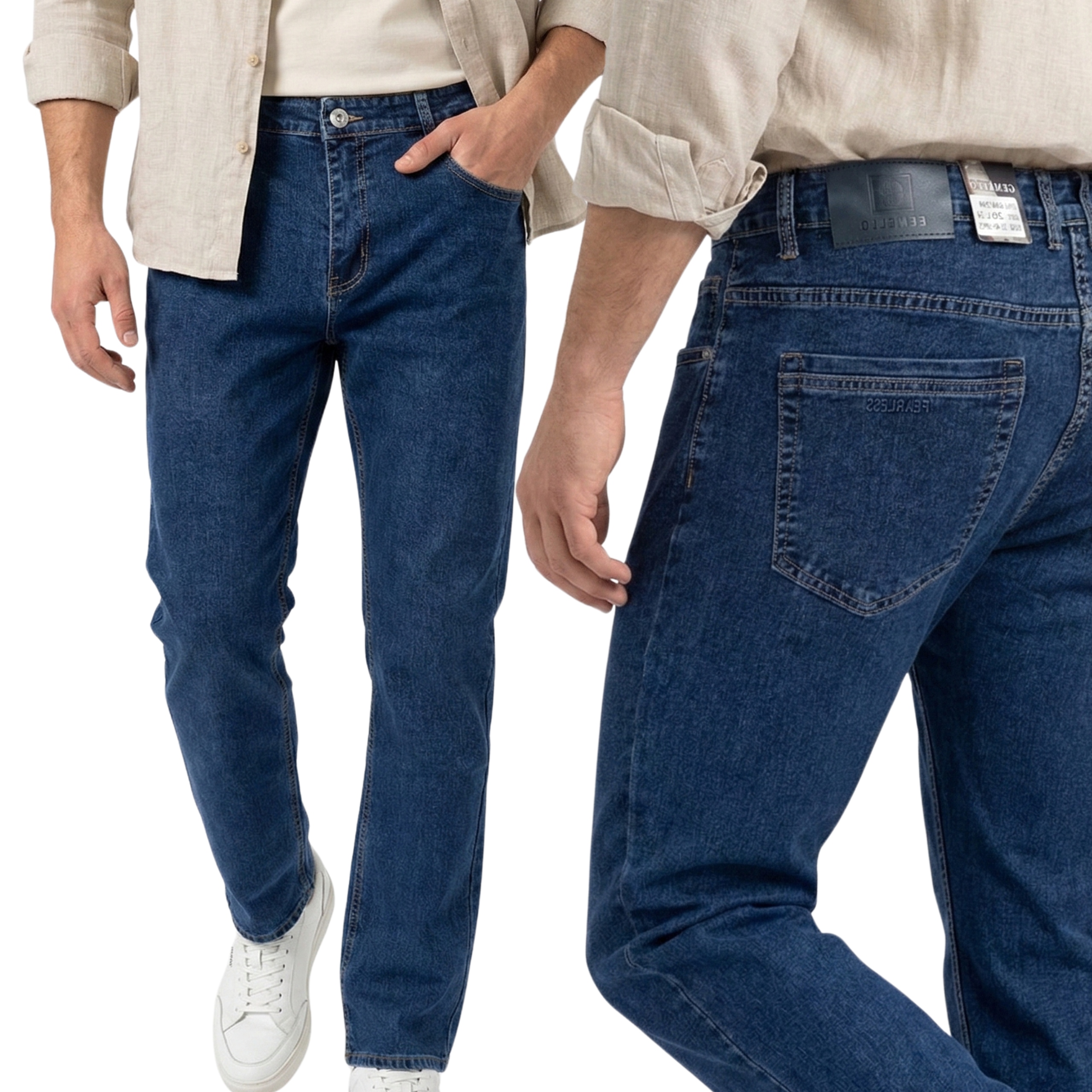 Spodnie męskie jeansy niebieskie Elastyczne Dżinsy Gemello długie W39 L34