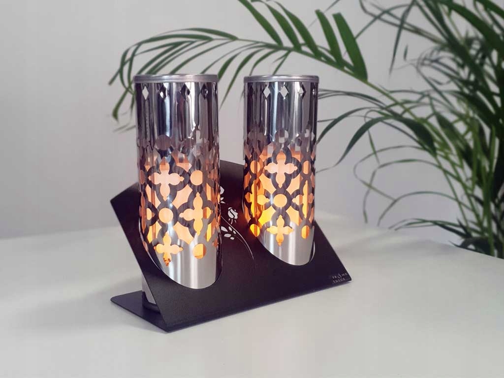 NOWOCZESNY ZNICZ METALOWY ze stali lampion podwójny stalowy DUET na grób Stan opakowania oryginalne