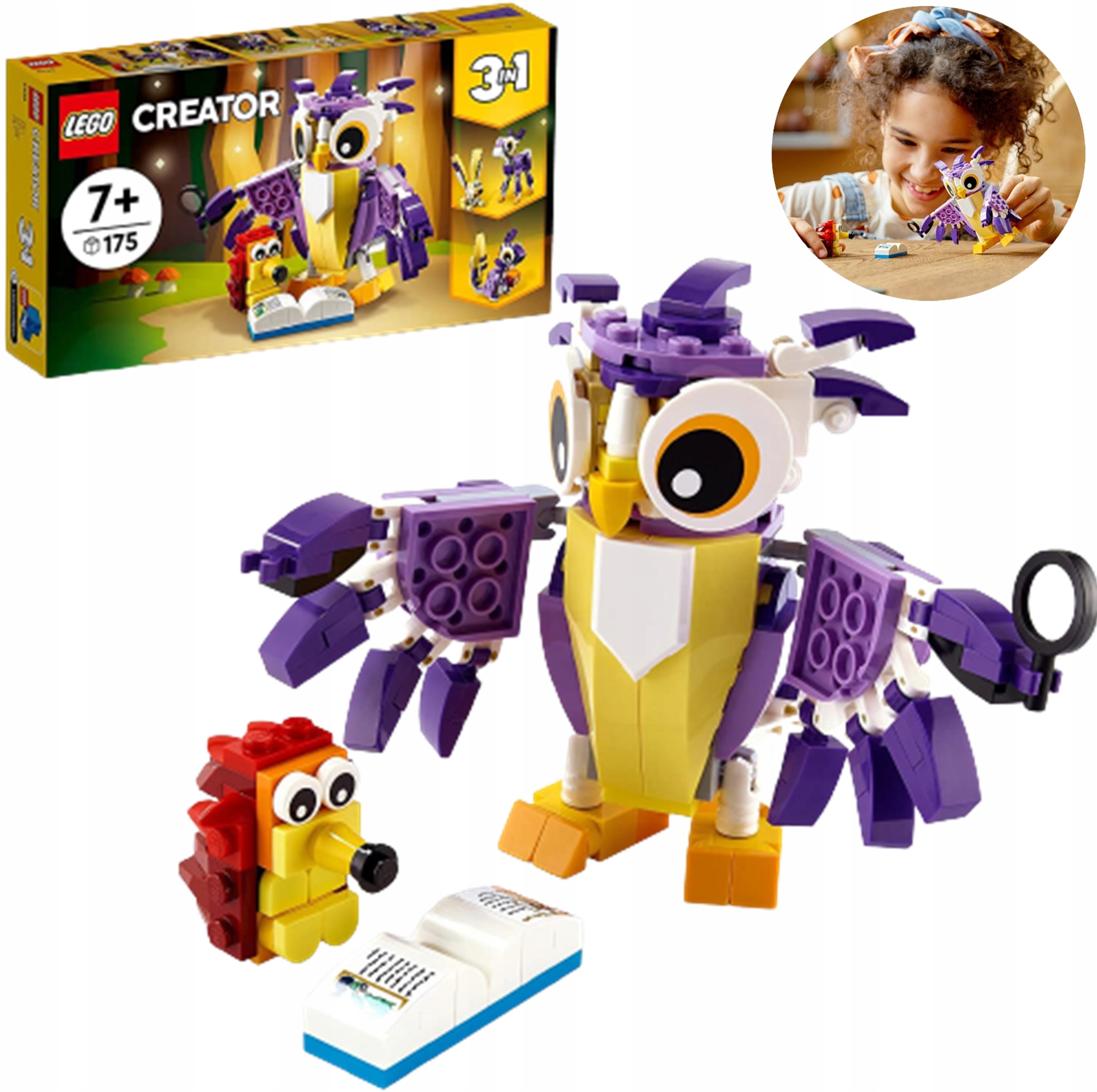 LEGO CREATOR FANTASTYCZNE LEŚNE STWORZENIA 31125 SOWA ZABAWKA DLA DZIECI