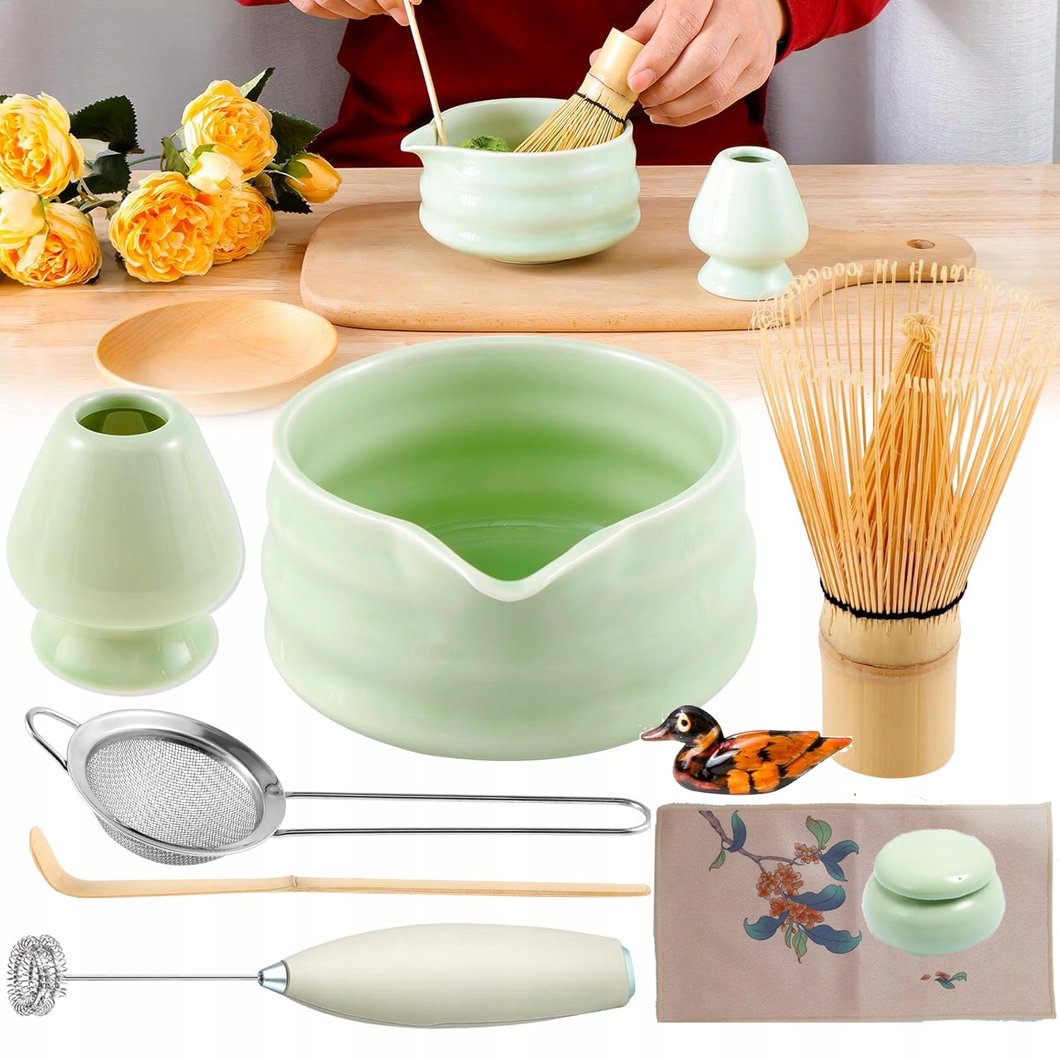 Levně Sada Nástrojů Pro Matchu Šlehací Metla Lžíce Chasen, Vysoká Metla 9V1