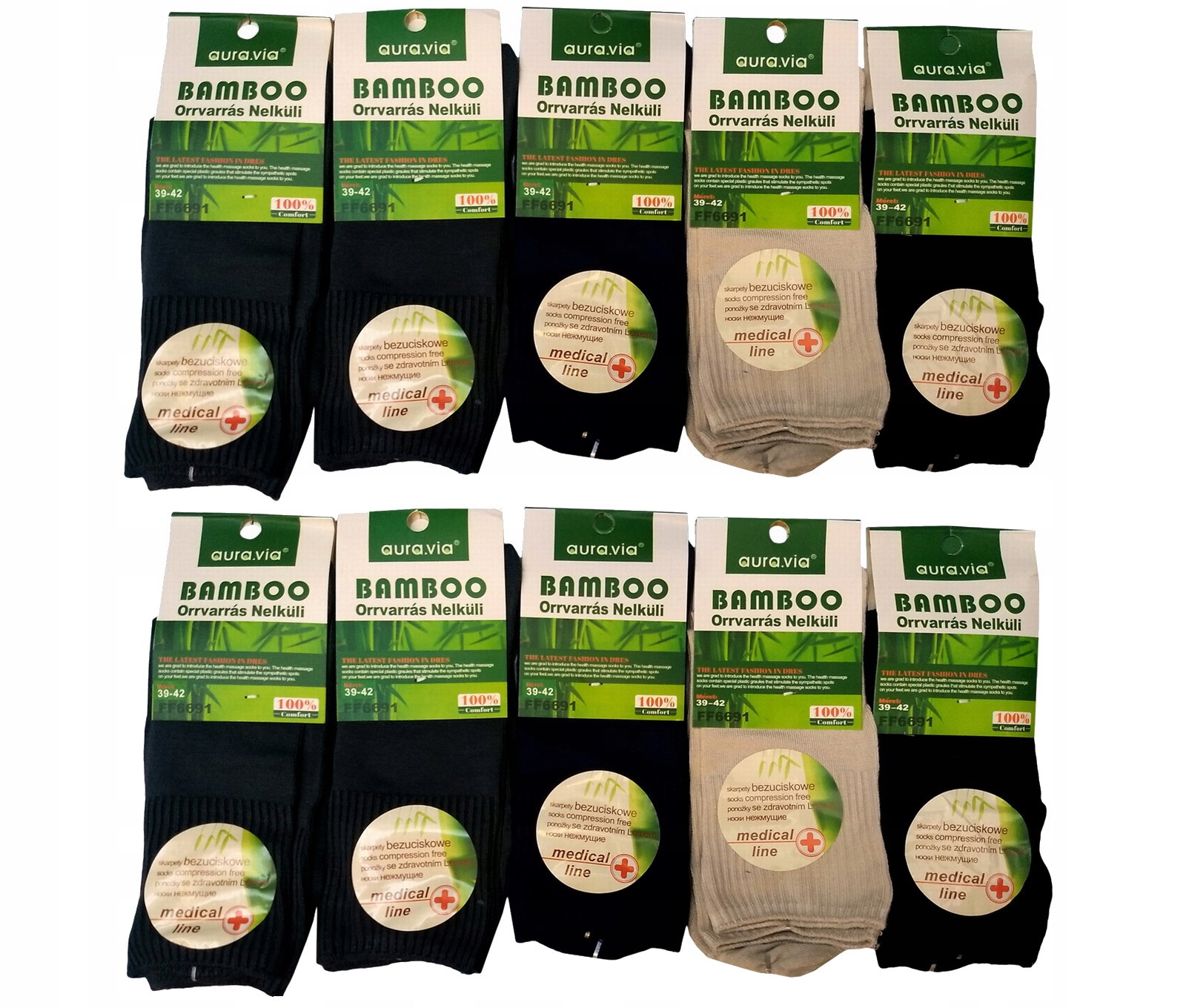 

10x Bezuciskowe skarpety Bambusowe Medic Ag+ 39-42