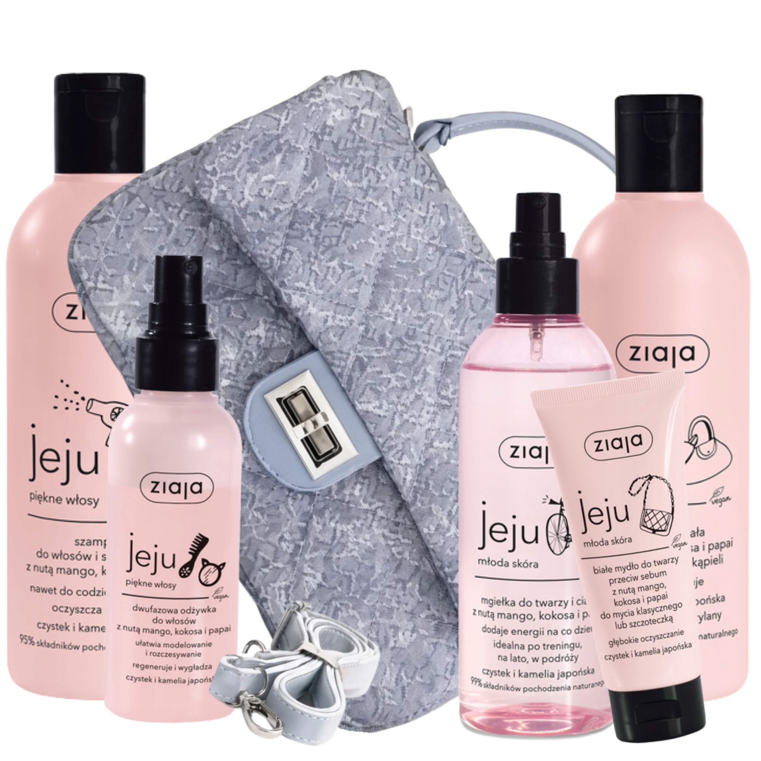 Ziaja Jeju Różowy Zestaw Kosmetyków dla nastolatki dziewczyny mała torebka