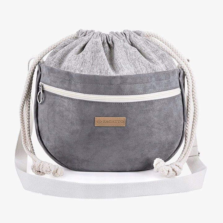 Torebka damska na ramię szara kobieca worek Materiał dominujący inny