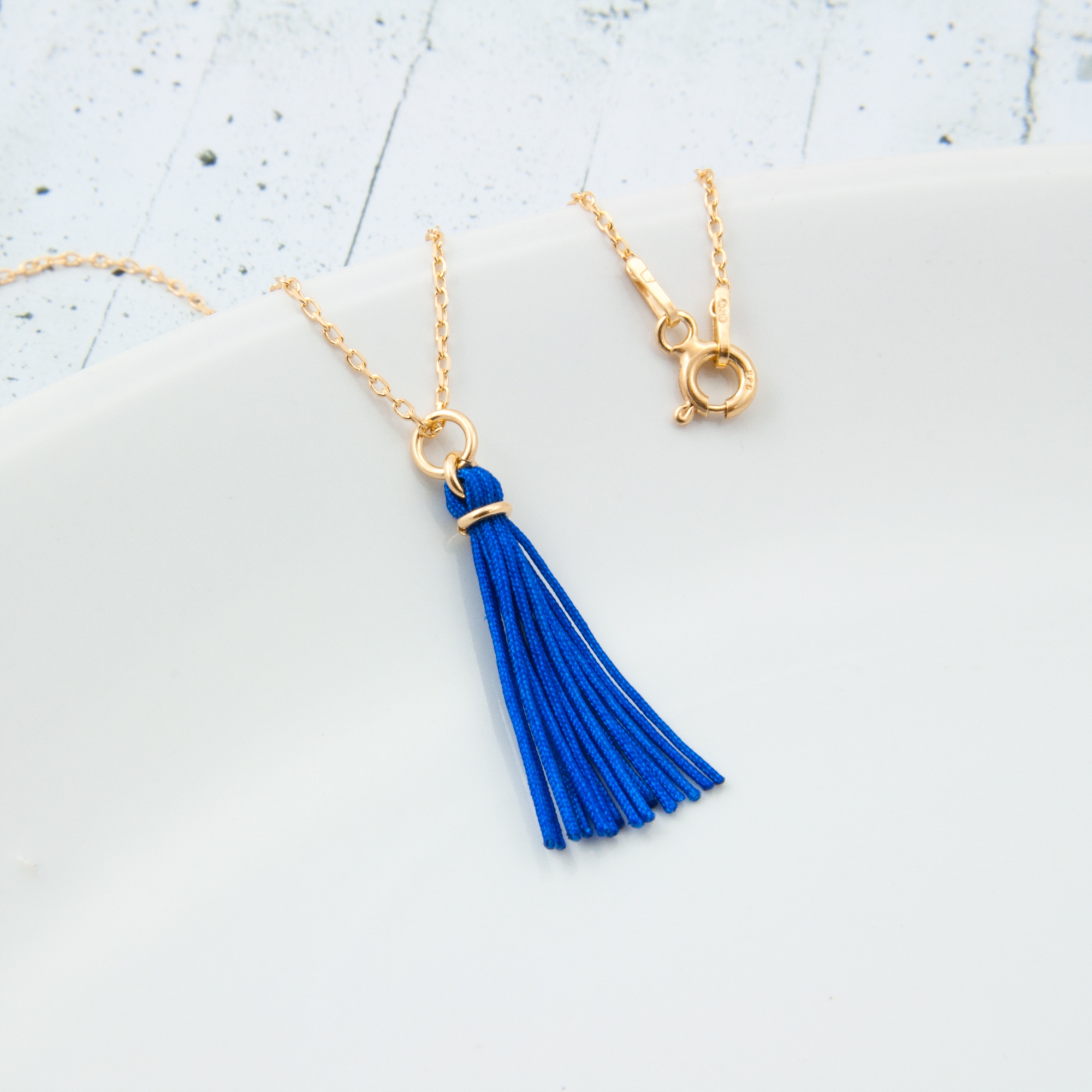 

Naszyjnik chwost frędzel srebro pozłacane 42 cm