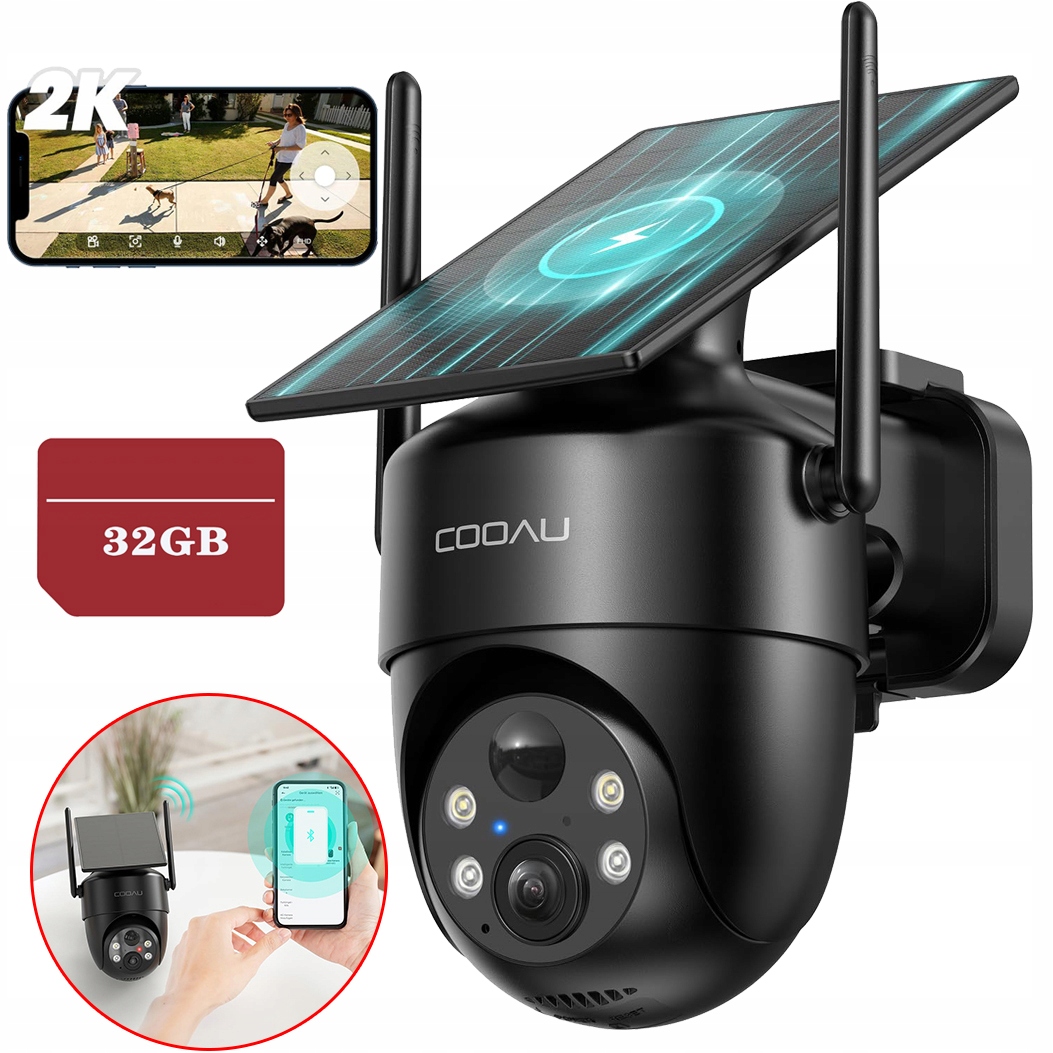 Venkovní Solární Wifi Kamera 2K Bezdrátová Detekce Ai 4X Zoom 32GB