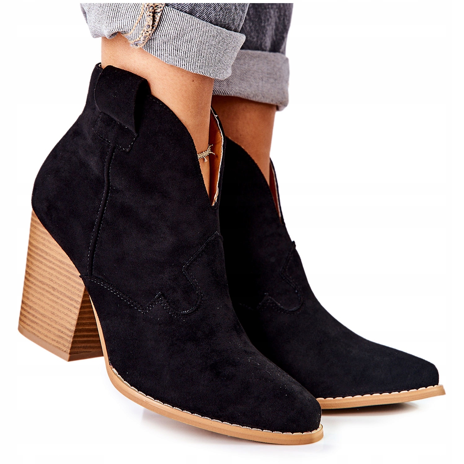 

Czarne Skóra ekologiczna Buty Botki Msmg r.40