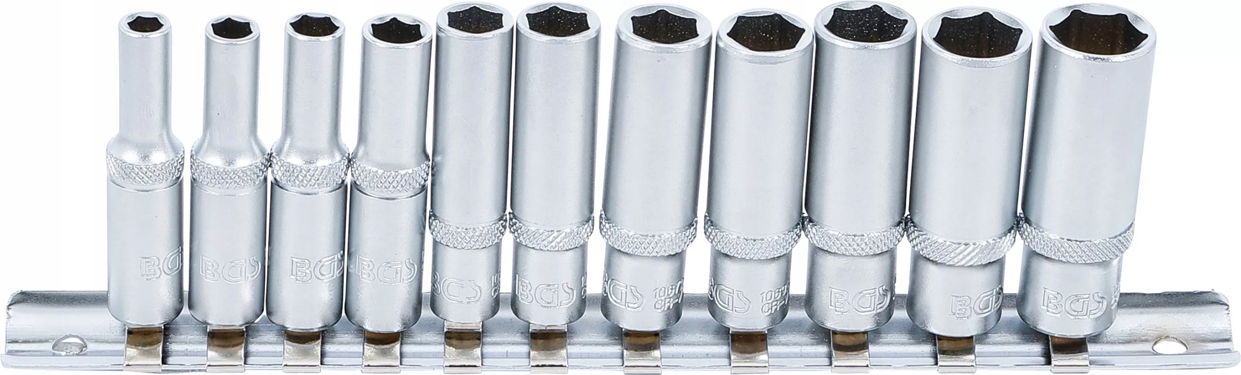 Zestaw nasadki klucze nasadowe 6-kątne długie 6,3mm 1/4" calowe 11szt Bgs
