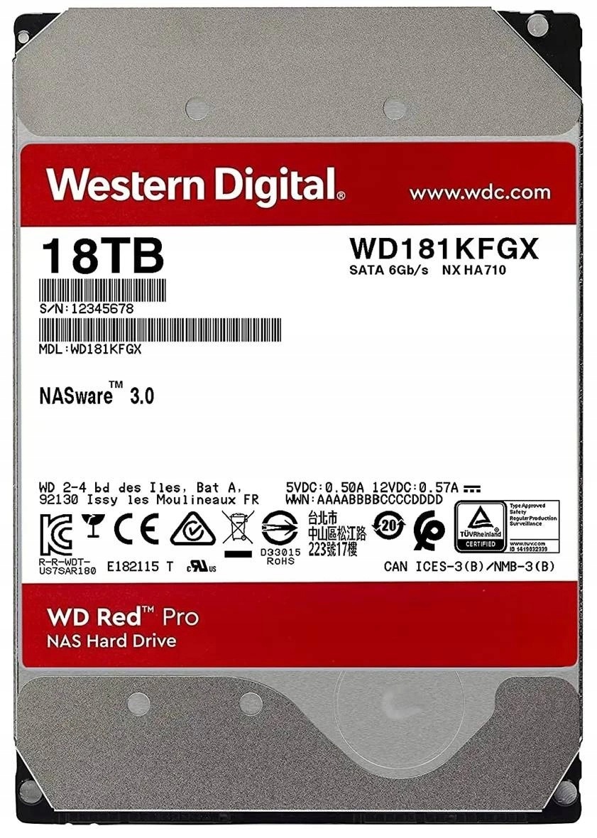 Hdd disk Wd Red Pro WD181KFGX 18TB 7200RPM