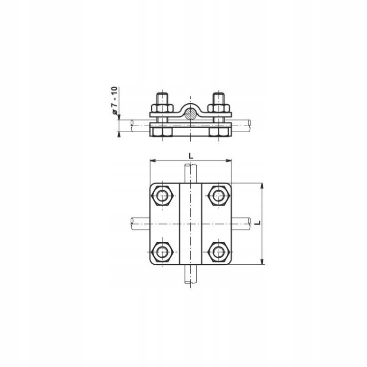 Złącze krzyżowe do drutu bednarki | NIERDZEWNE uchwyt odgromowy 4 śrubowe EAN (GTIN) 5906109360197