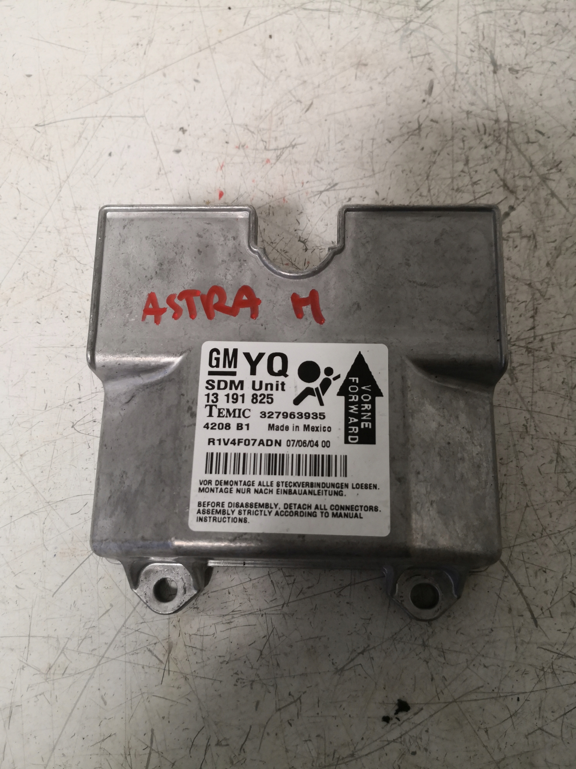 MODUŁ SENSOR AIRBAG OPEL ASTRA H 13191825