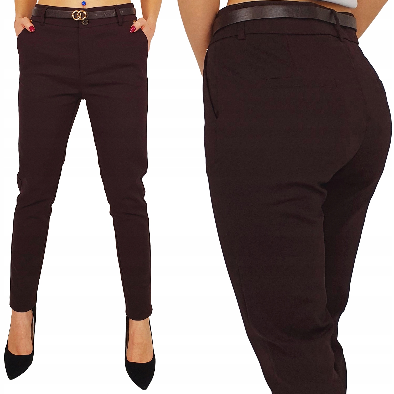 Elegantní Freesia Cigaretové Kalhoty Pásek , Hnědá Čokoláda