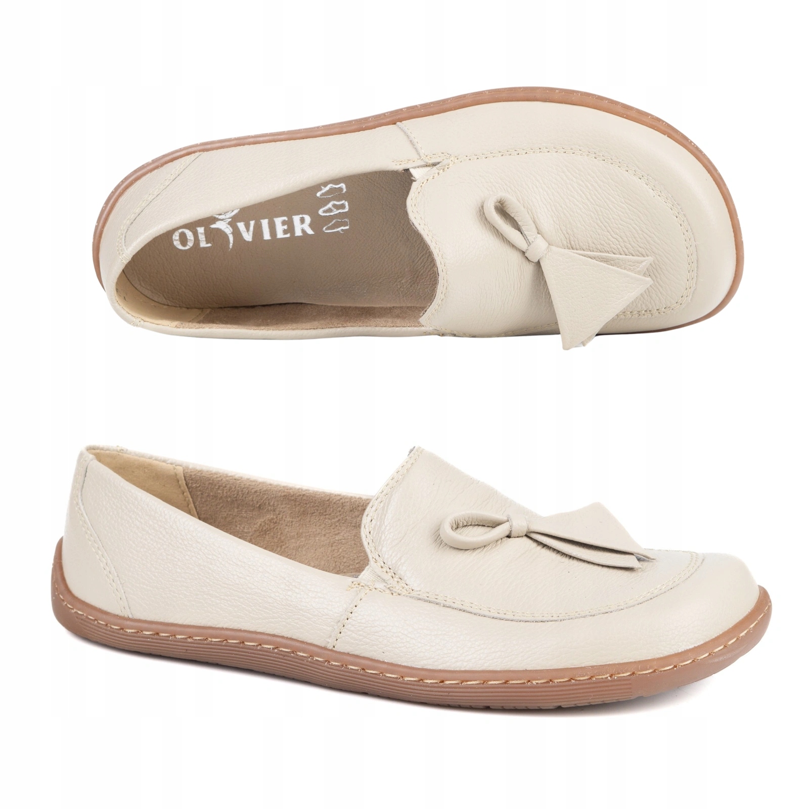 Dámské barefoot kožené mokasíny Olivier Silk béžové 38