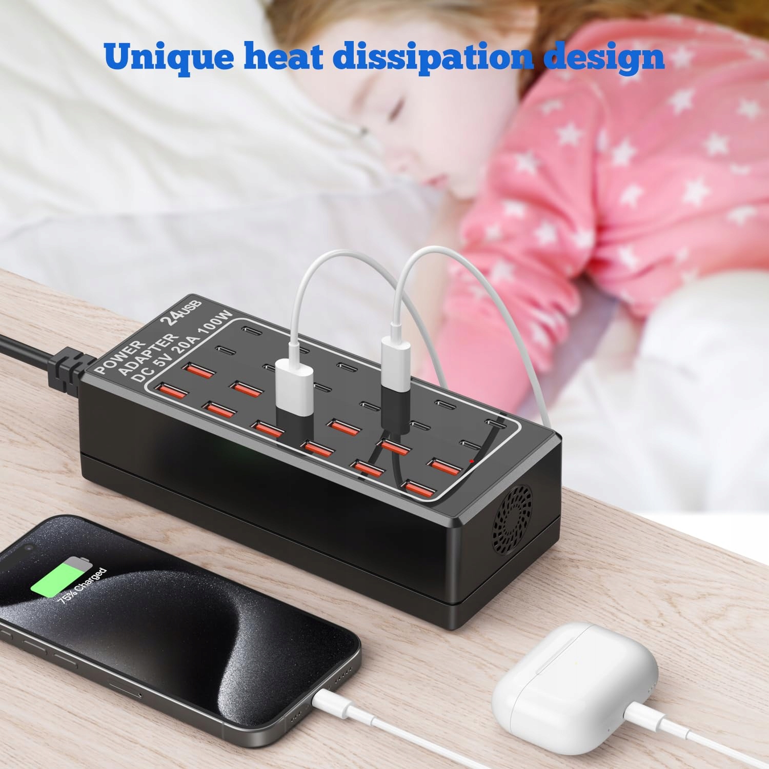Ładowarka USB C 24-Port 100W USB-C Charger for iPhone, Samsung, Google — miniatura 7