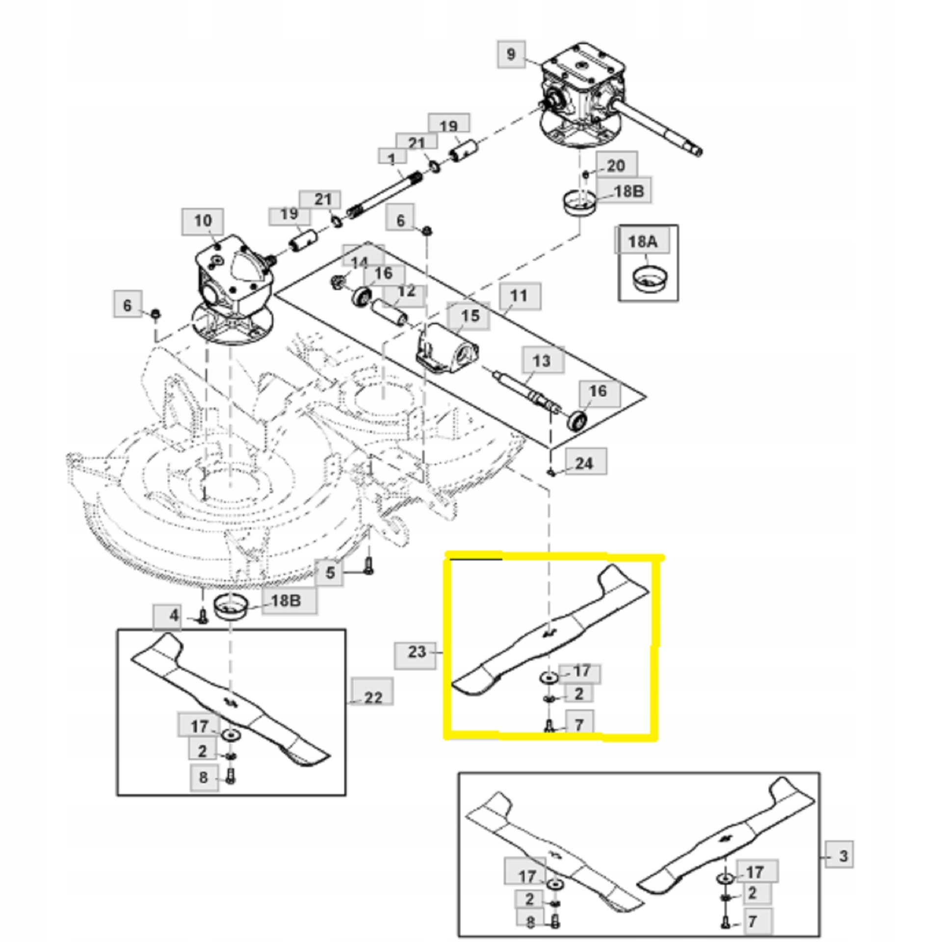 Rezací nôž ľavý X950R John Deere AM148484 M177435