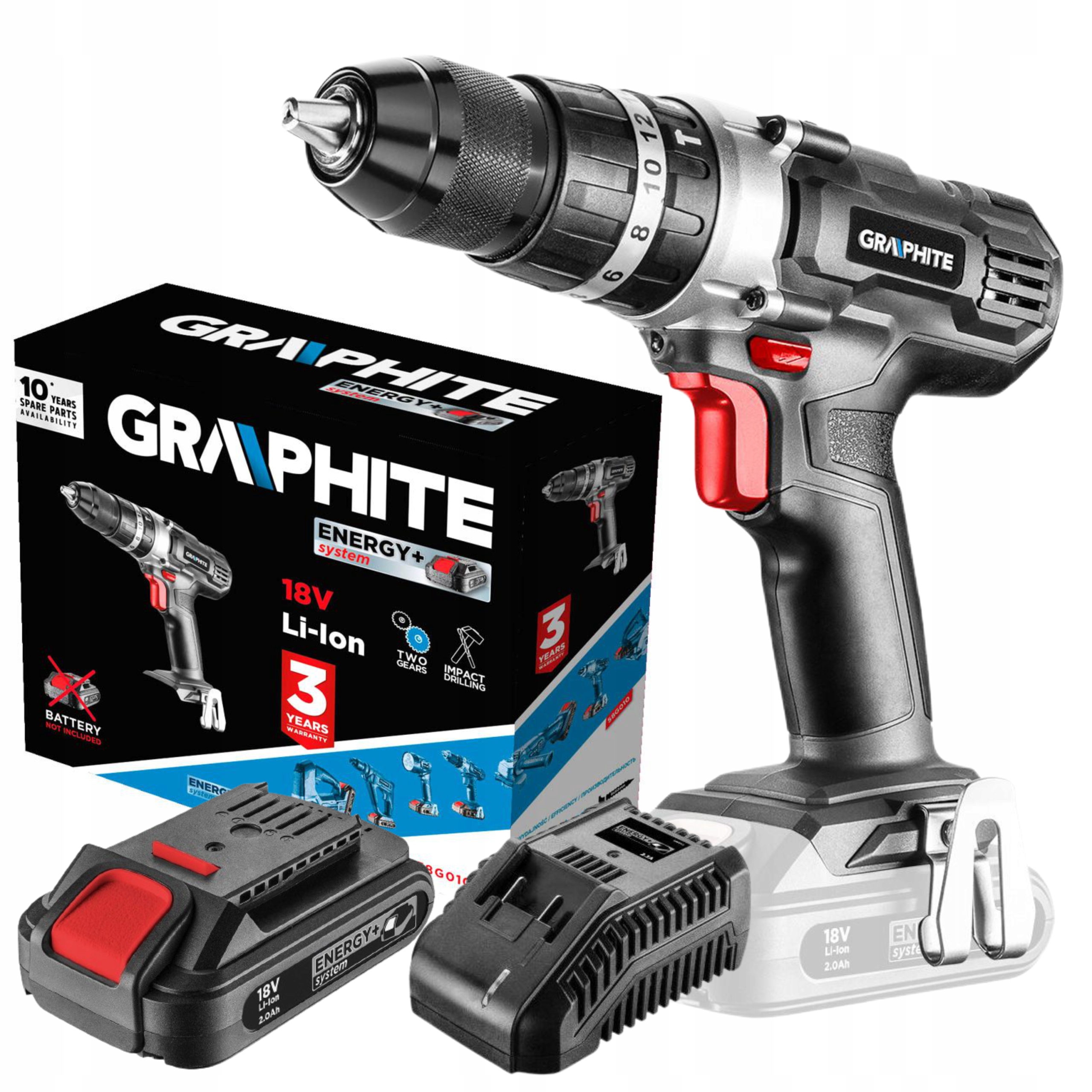 

Wiertarko Wkrętarka 2Ah 18V Li-Ion Udar Graphite