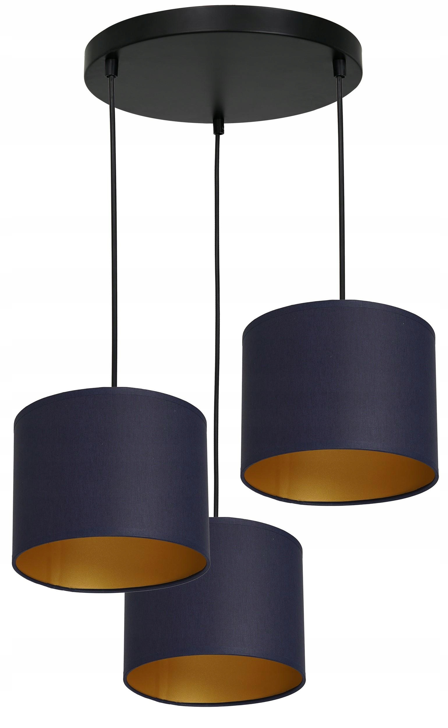 Moderní závěsná stropní lampa Arden Modrozlatá Abažur 3xE27 stropní svítidlo