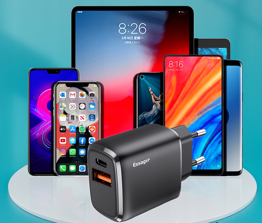 Szybka ładowarka USB-C PD 20W do iPhone 12 13 PRO Kolor czarny