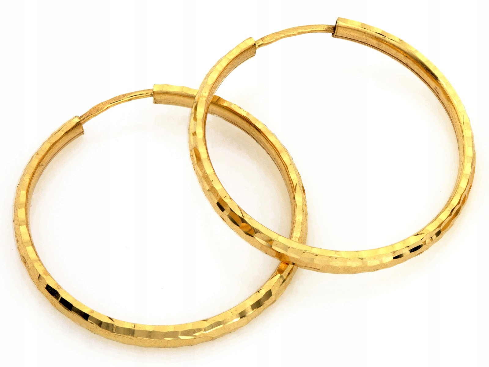 Náušnice ze zlatého kolečka 585 šarží 27 mm elegantní lesklé kroužky