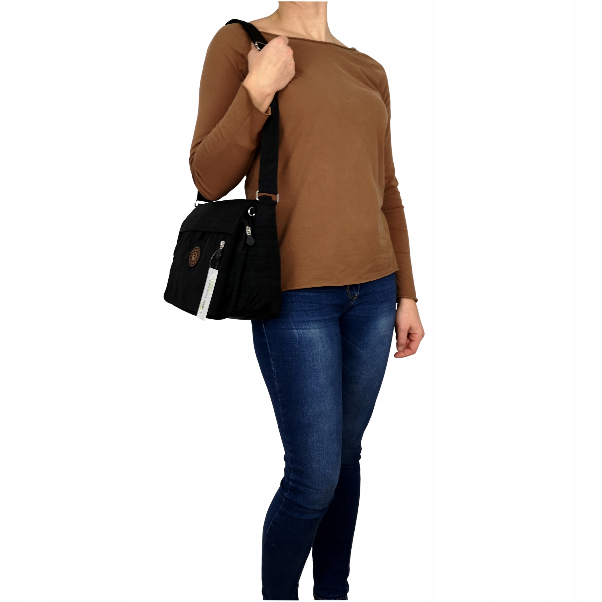 Torebka Damska Materiałowa Listonoszka Beż Fantasy Cechy dodatkowe kieszonka na telefon