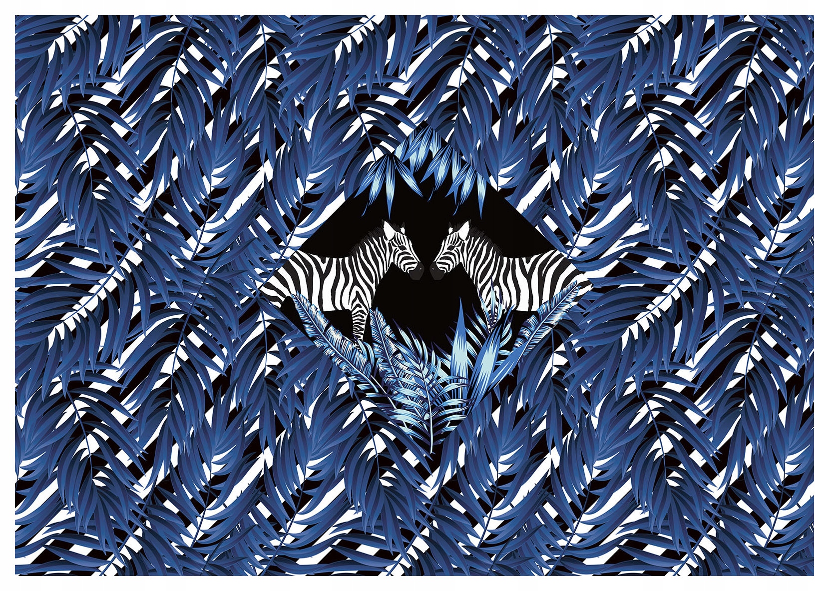 Fototapeta Zebry Abstrakcia v modrom lese Tropické 350x250 lepidlo