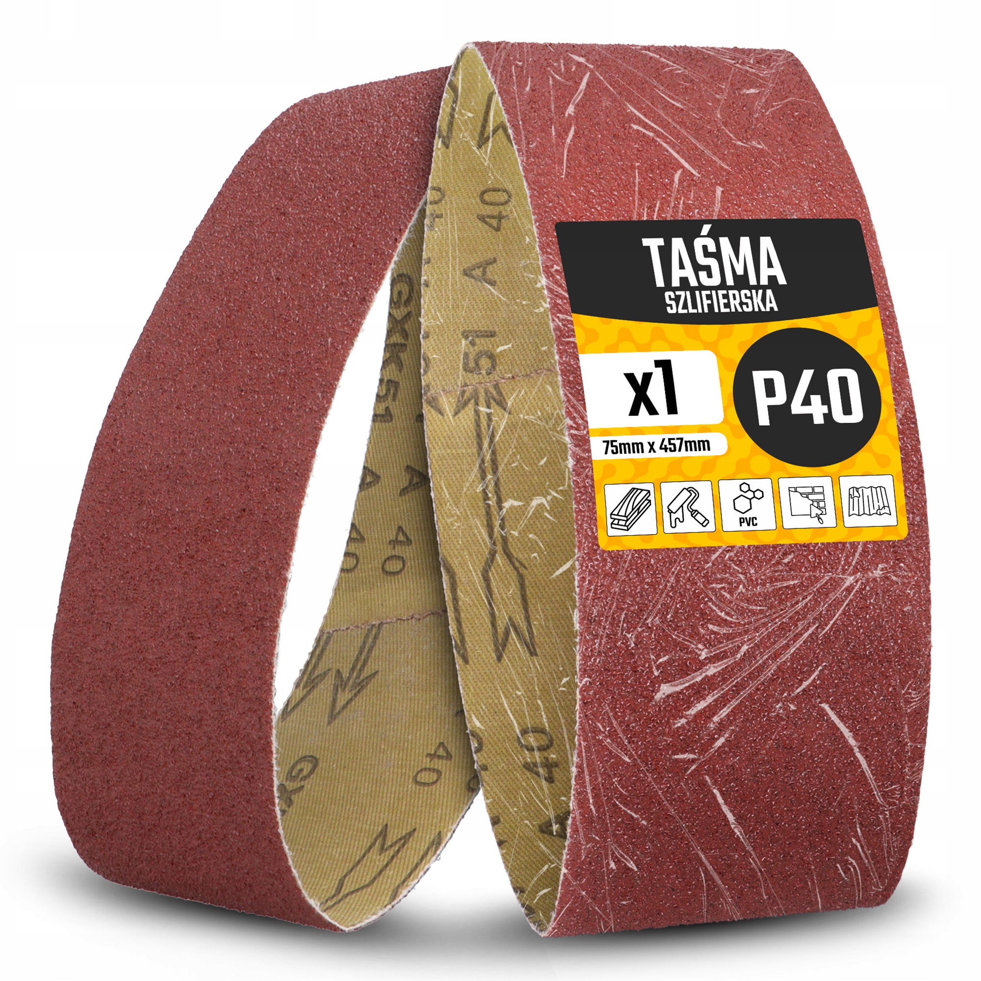 Papier Ścierny Pas Bezkońcowy 75x457 mm P40 Taśma Szlifierska Szlifierki Mt