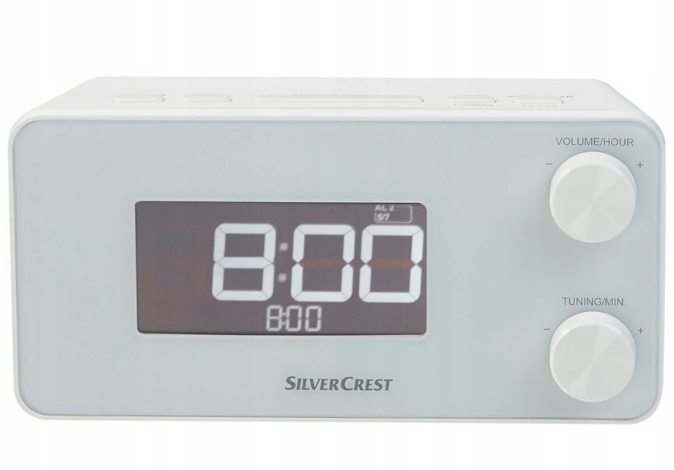 RADIO Z BUDZIKIEM ZEGAR CYFROWY USB BIAŁY