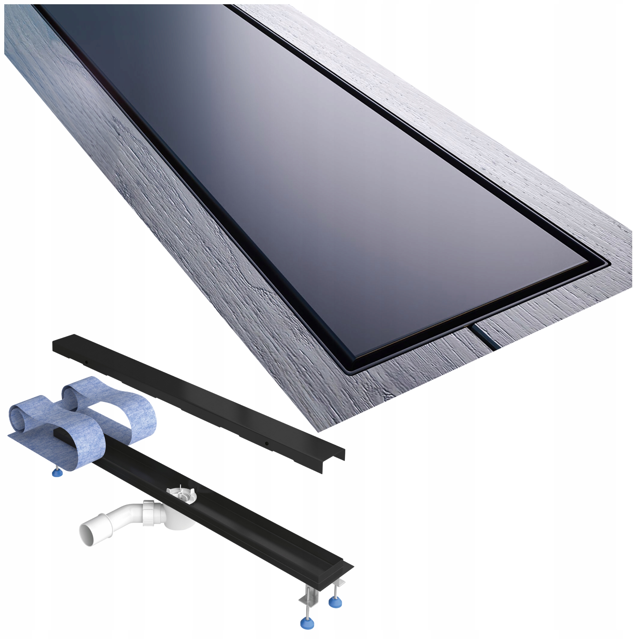 Liniový odtok 60 cm čierny, kompletný set, vysoká kvalita Waterway