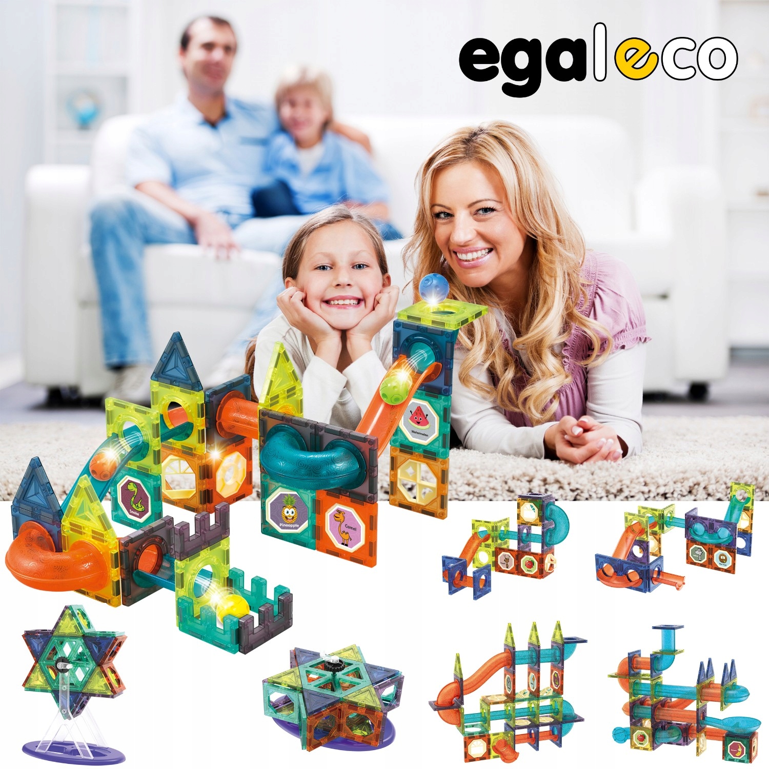 KLOCKI MAGNETYCZNE TOR KULKOWY 110 Elementów XXL Marka bez marki