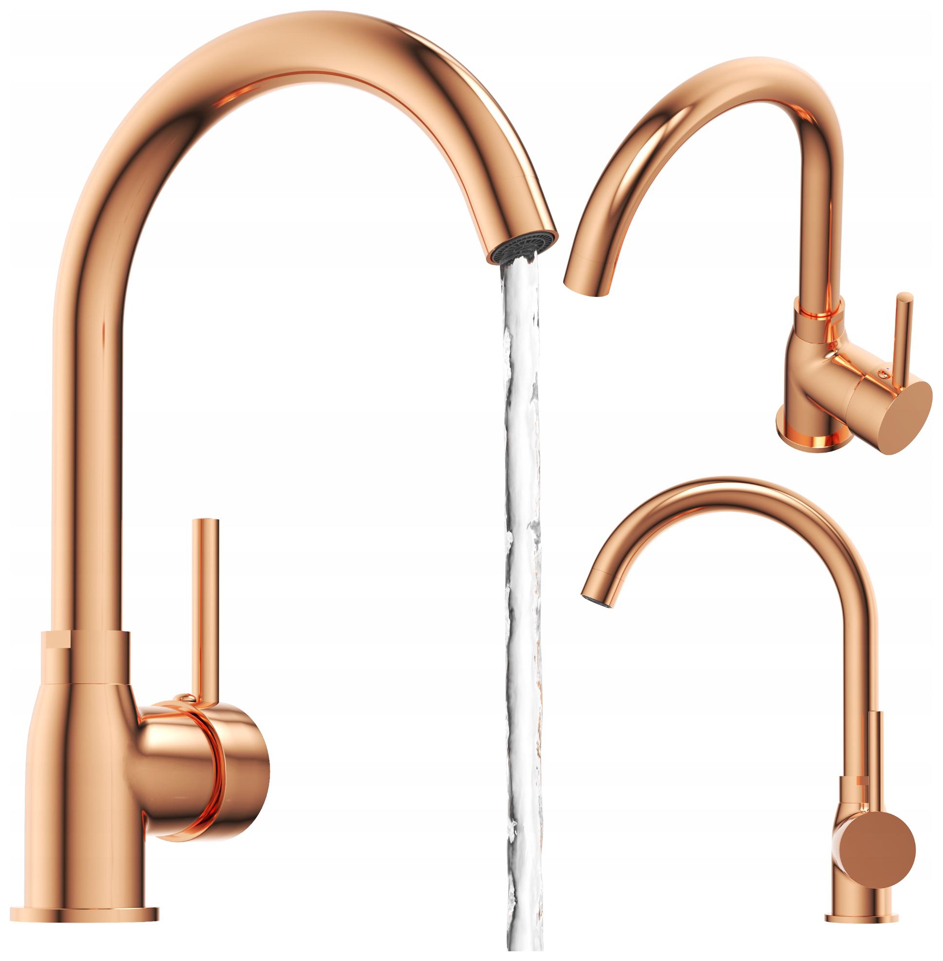 Kuchynská batéria do drezu, jednopáková, stojanková, Beta, ružové zlato