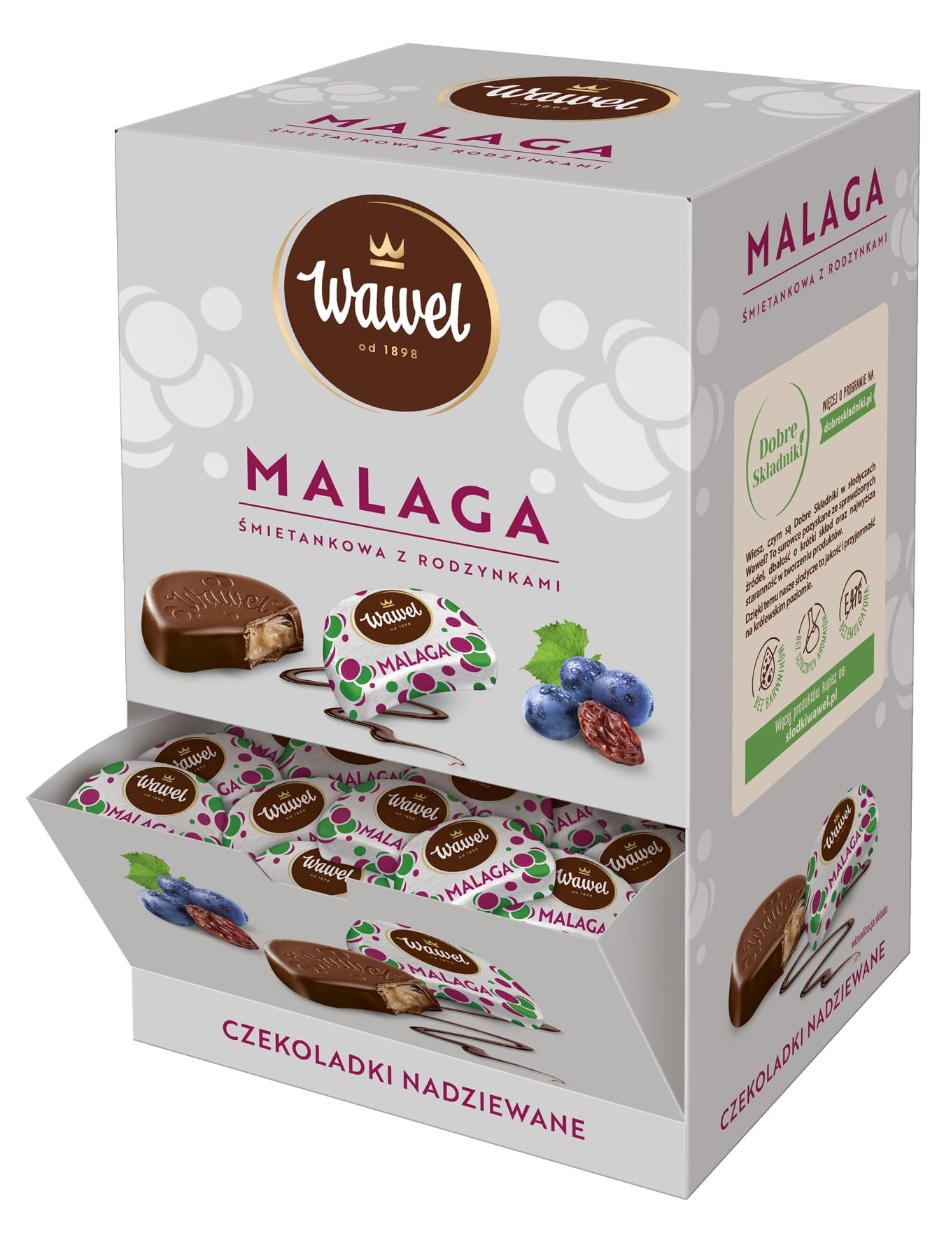 Cukierki Czekoladki nadziewane Malaga Wawel display 2,5 kg