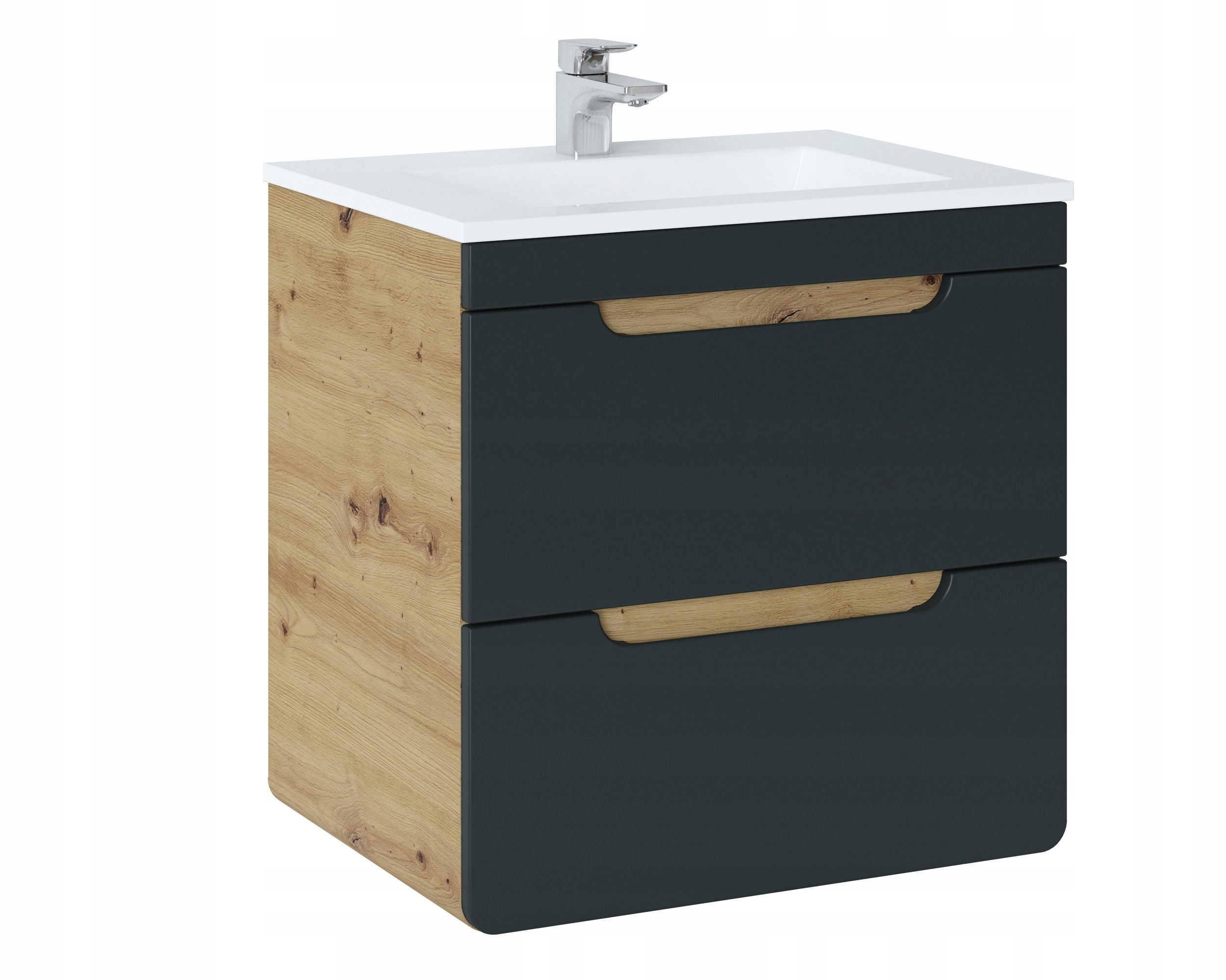 SZAFKA ŁAZIENKOWA Z UMYWALKĄ ARUBA CZARNY MAT 60CM