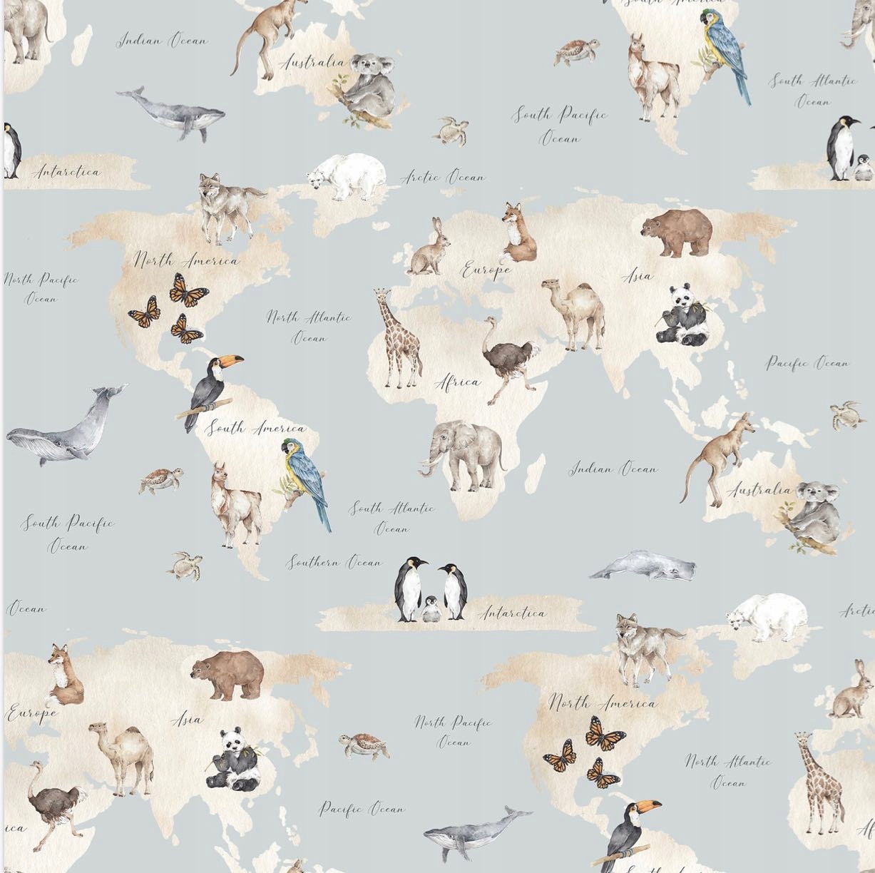 

Otulacz bambusowy kocyk Mapa świata 70x100cm
