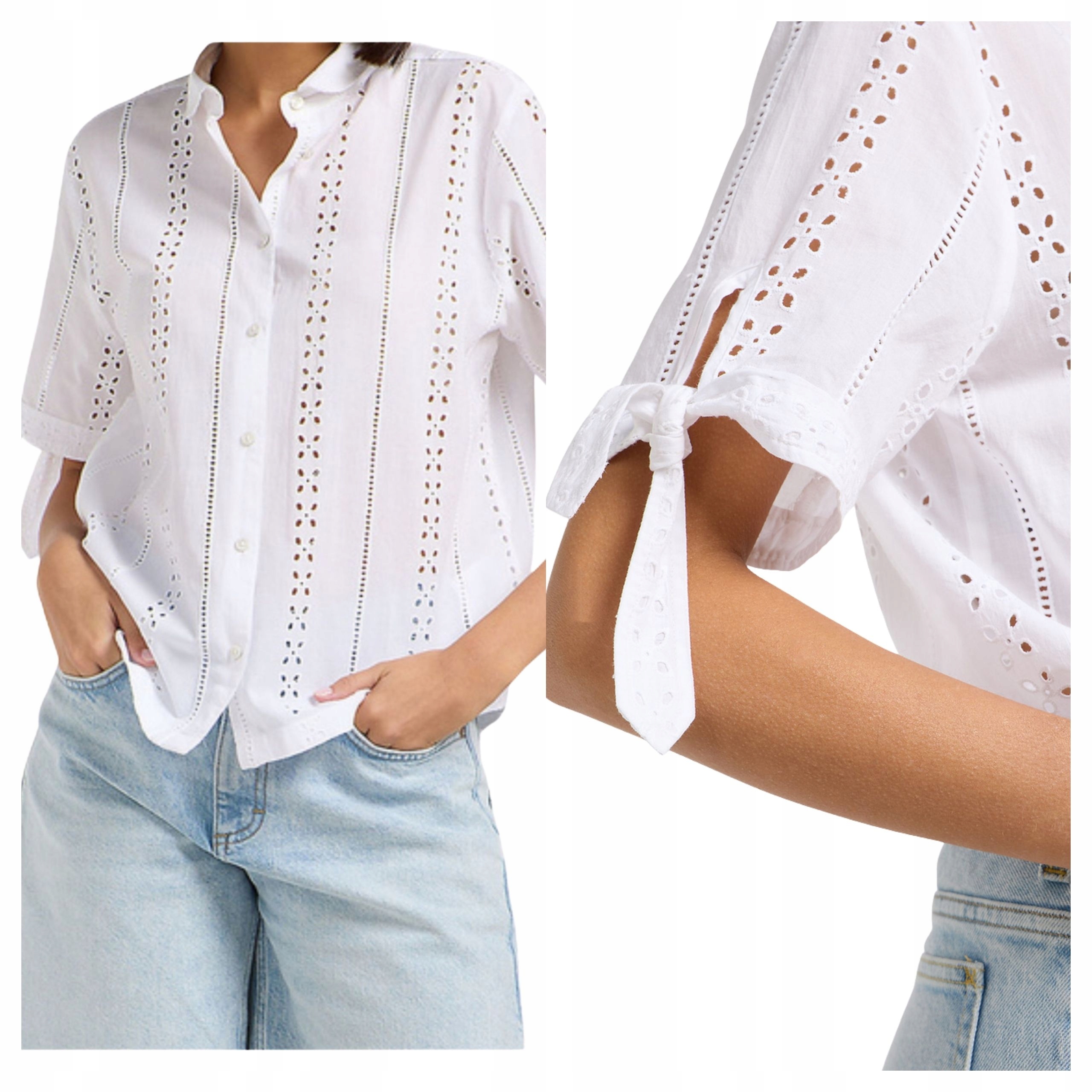 Dámská košile Lee Camp Tie Sleeve Button Up Bílá Bavlna M