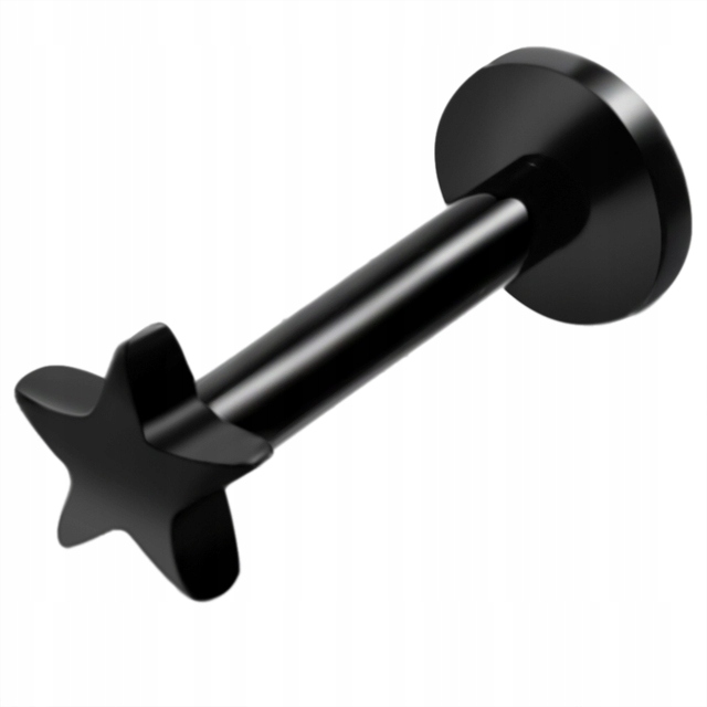 LABRET KOLCZYK TRAGUS HELIX CZARNY GWIAZDA 1,2/8/4