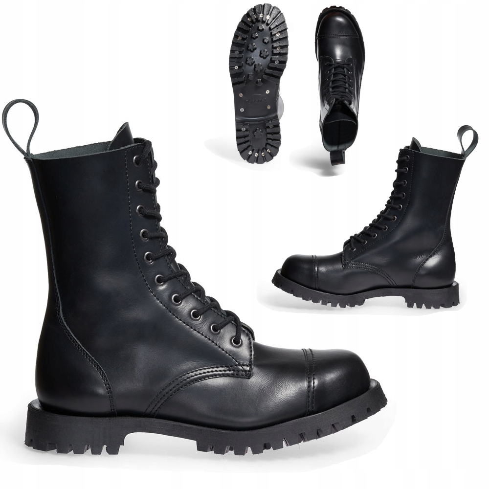 Glany Trzewiki RANGERS Grom Czarne Skóra Licowa Gumowa Podeszwa r. 46