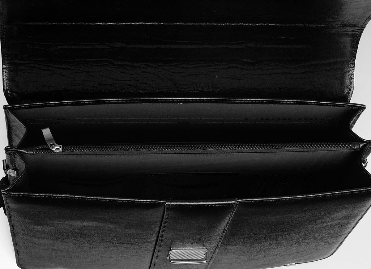 SKÓRZANA AKTÓWKA TECZKA NA DOKUMENTY SOLOME TH02 CZARNY Kolor czarny