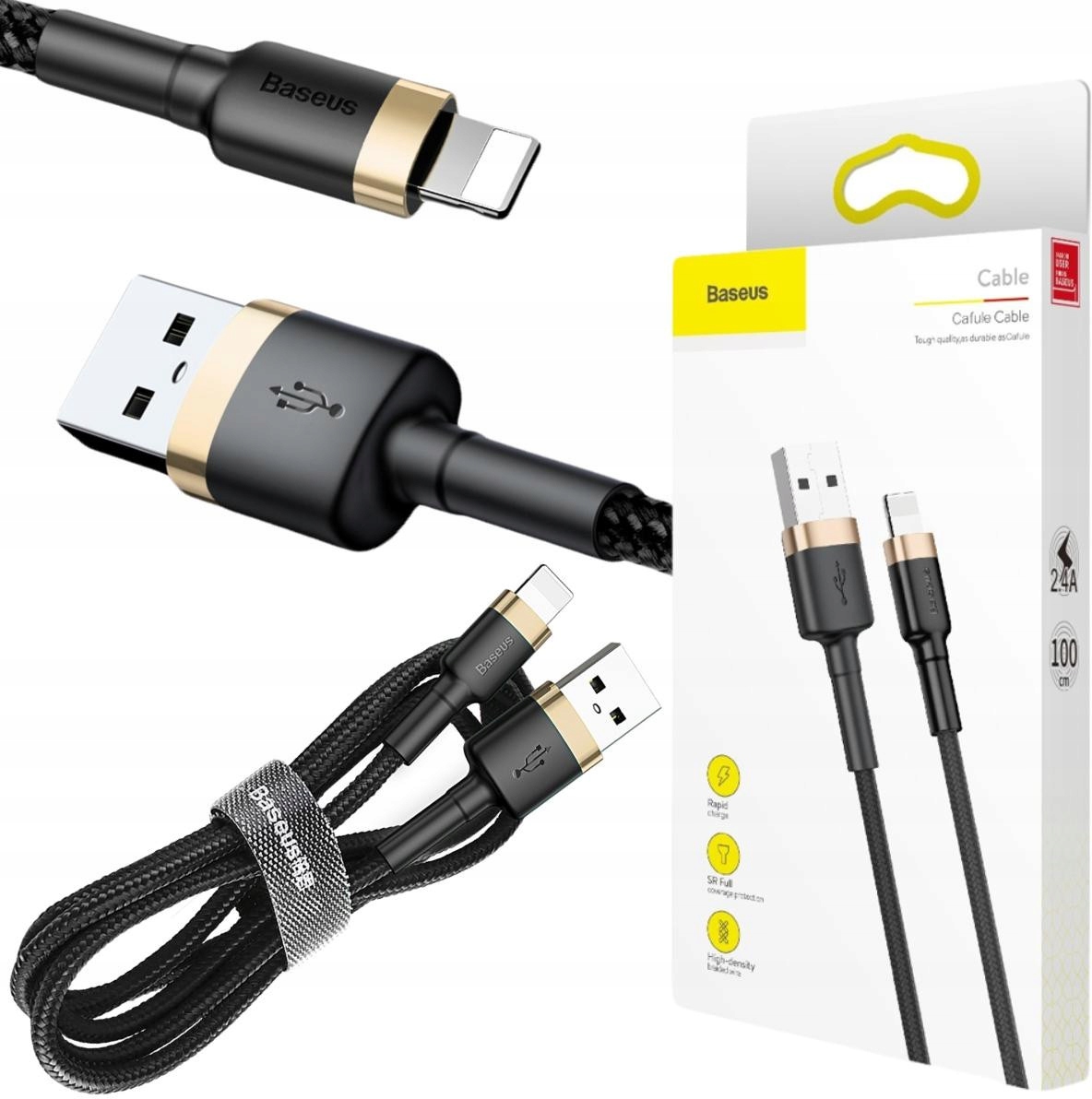 Kabel Usb-a Lightning iPhone Baseus Cafule CALKLF-BV1 100cm Apple 2.4A