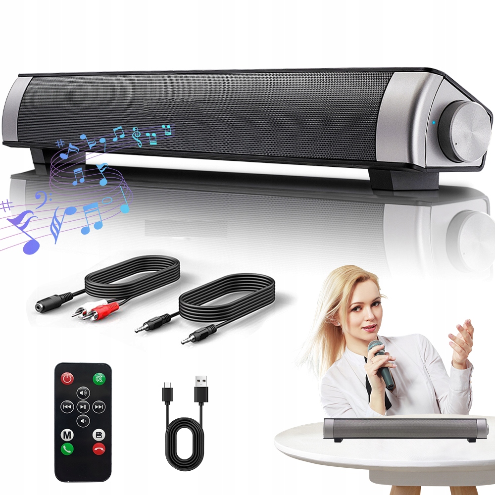 Głośnik Bluetooth Mini Soundbar 400MM Z Pilotem I Mikrofonem Zestaw