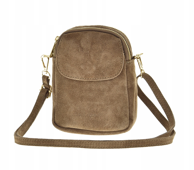 Ledvinka mini kabelka přírodní kůže semiš mocha hnědá Laura Biaggi