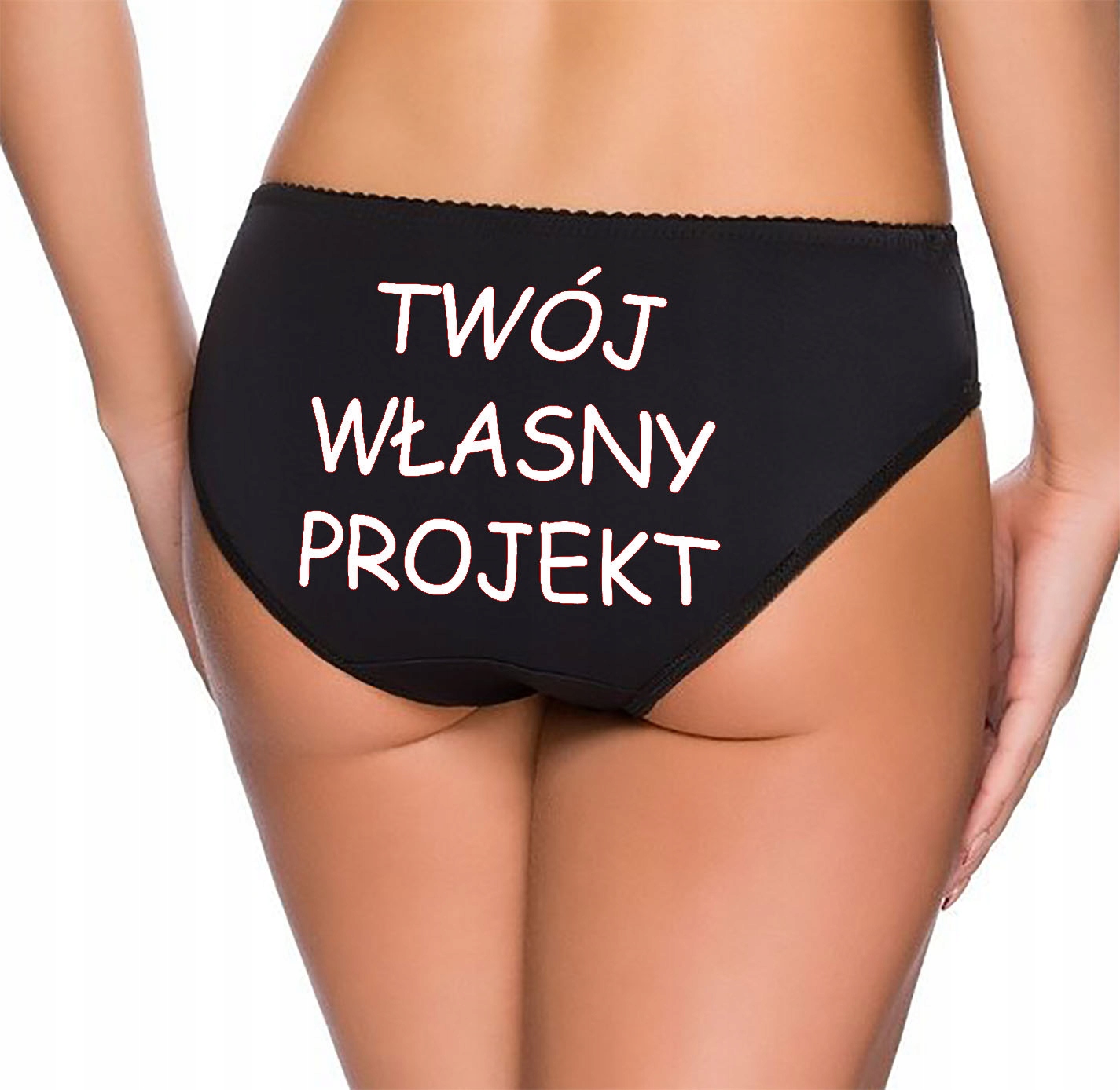 

Figi Majtki Damskie rozmiar M Czarne Własny Nadruk