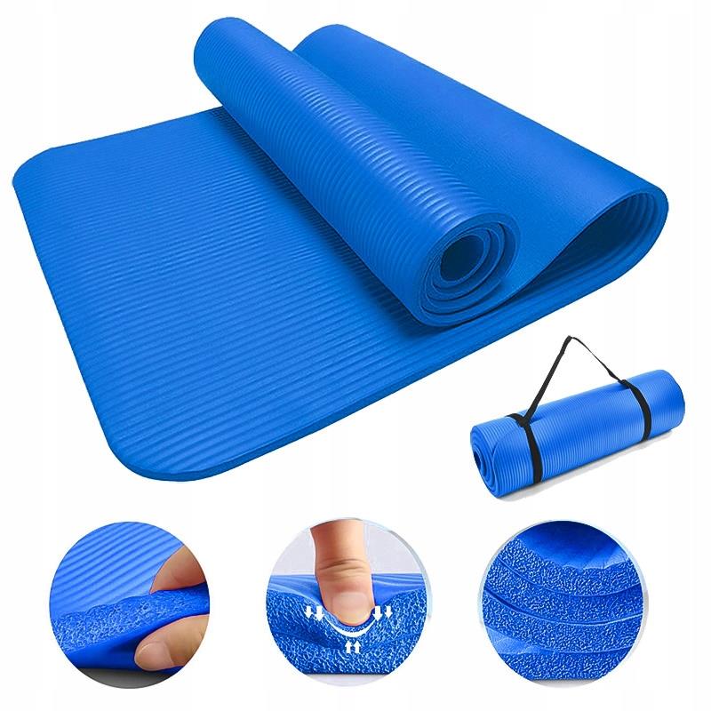 MATA DO ĆWICZEŃ JOGA FITNESS - STAR GRUBA NIEBIESKA GIMNASTYCZNA 183x61x1,0
