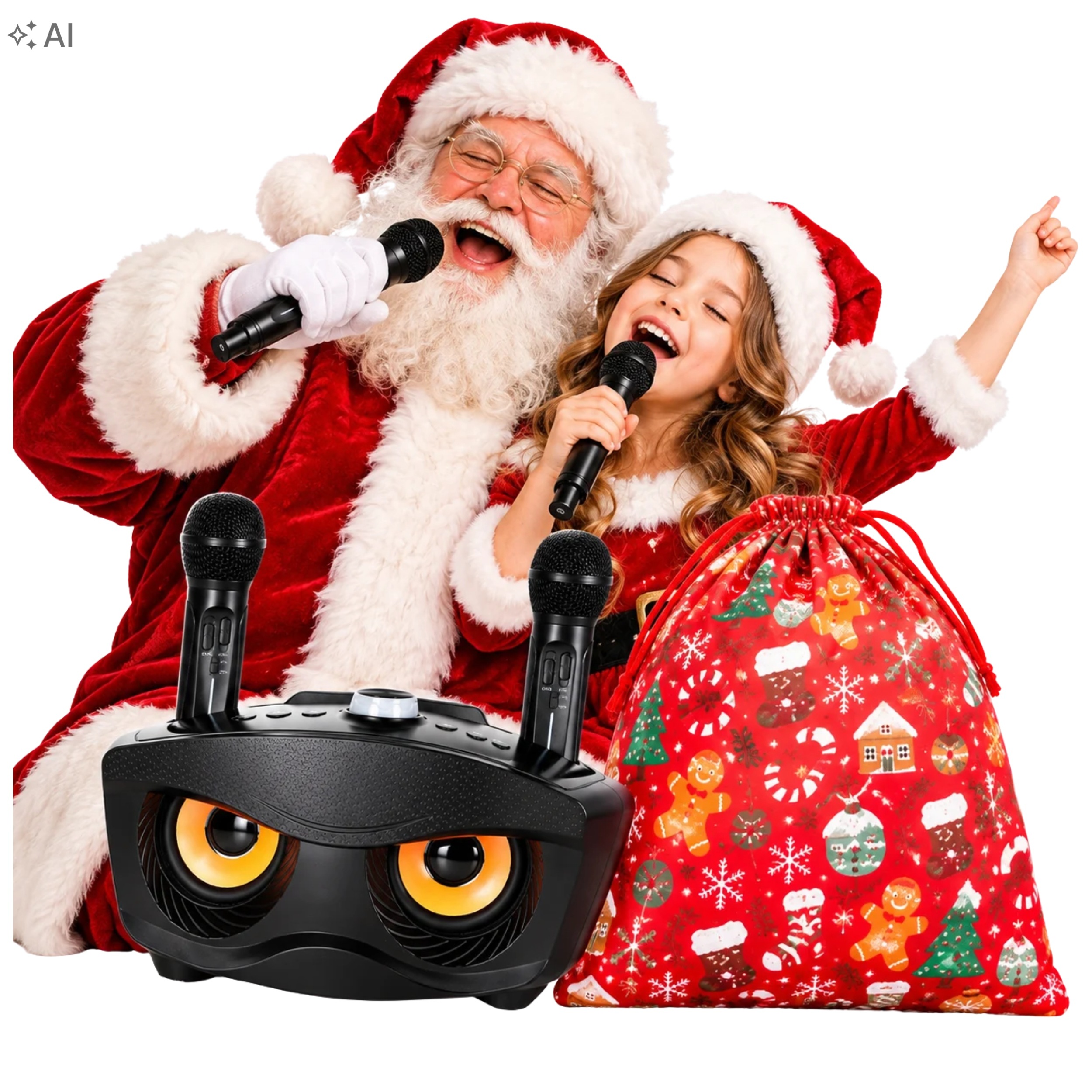 Karaoke Bezdrátová Sada 2 Mikrofonů Bluetooth Reproduktor Sáček Dárek