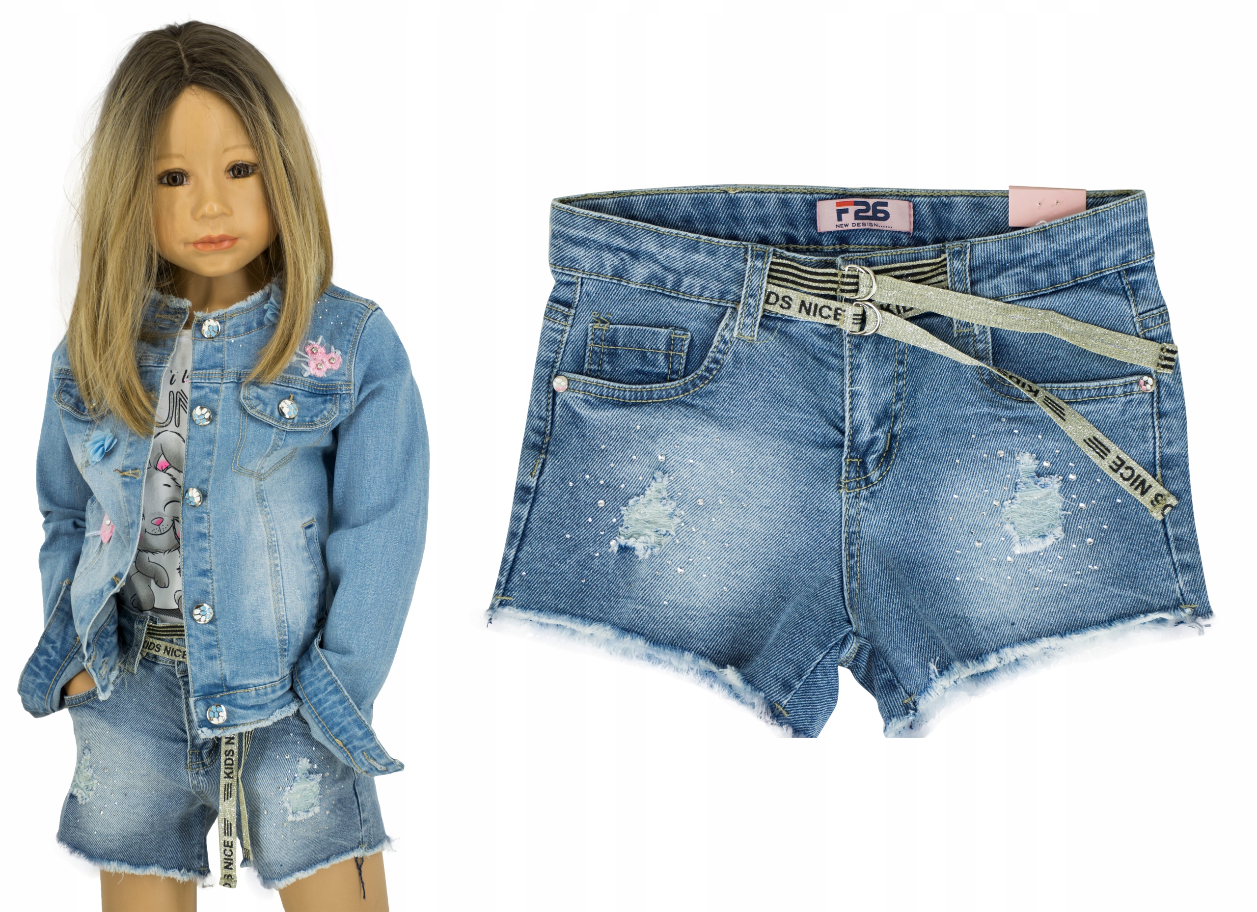 

Z534 Krótkie spodenki szorty jeans 134/140