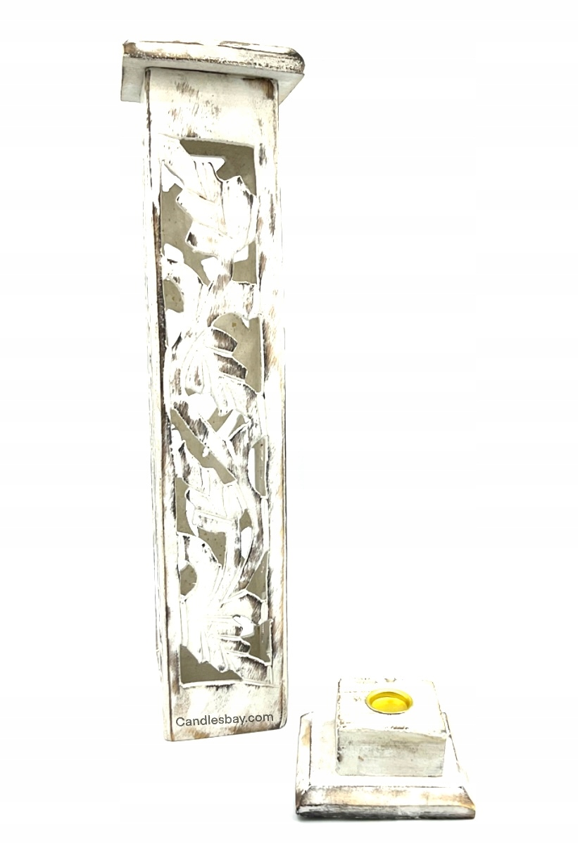 Drewniana wieża dymna do kadzidełek biała Marka Ancient Wisdom